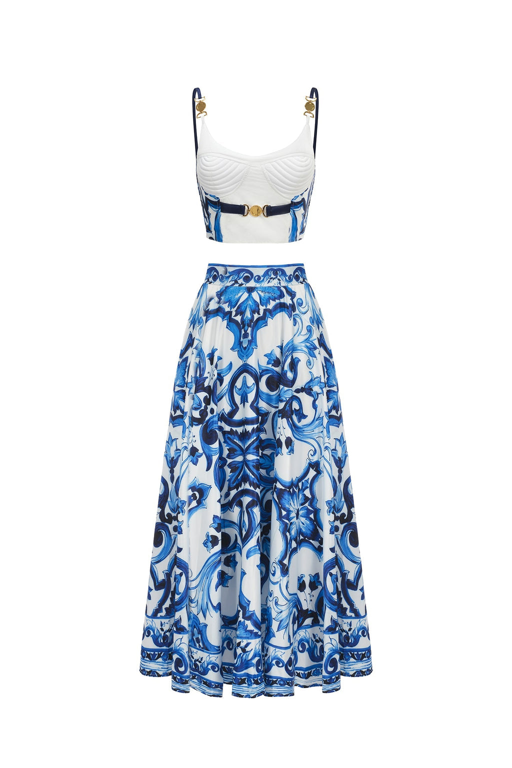 Kaona Halter Floral Printed Top And Skirt Two-Piece Set