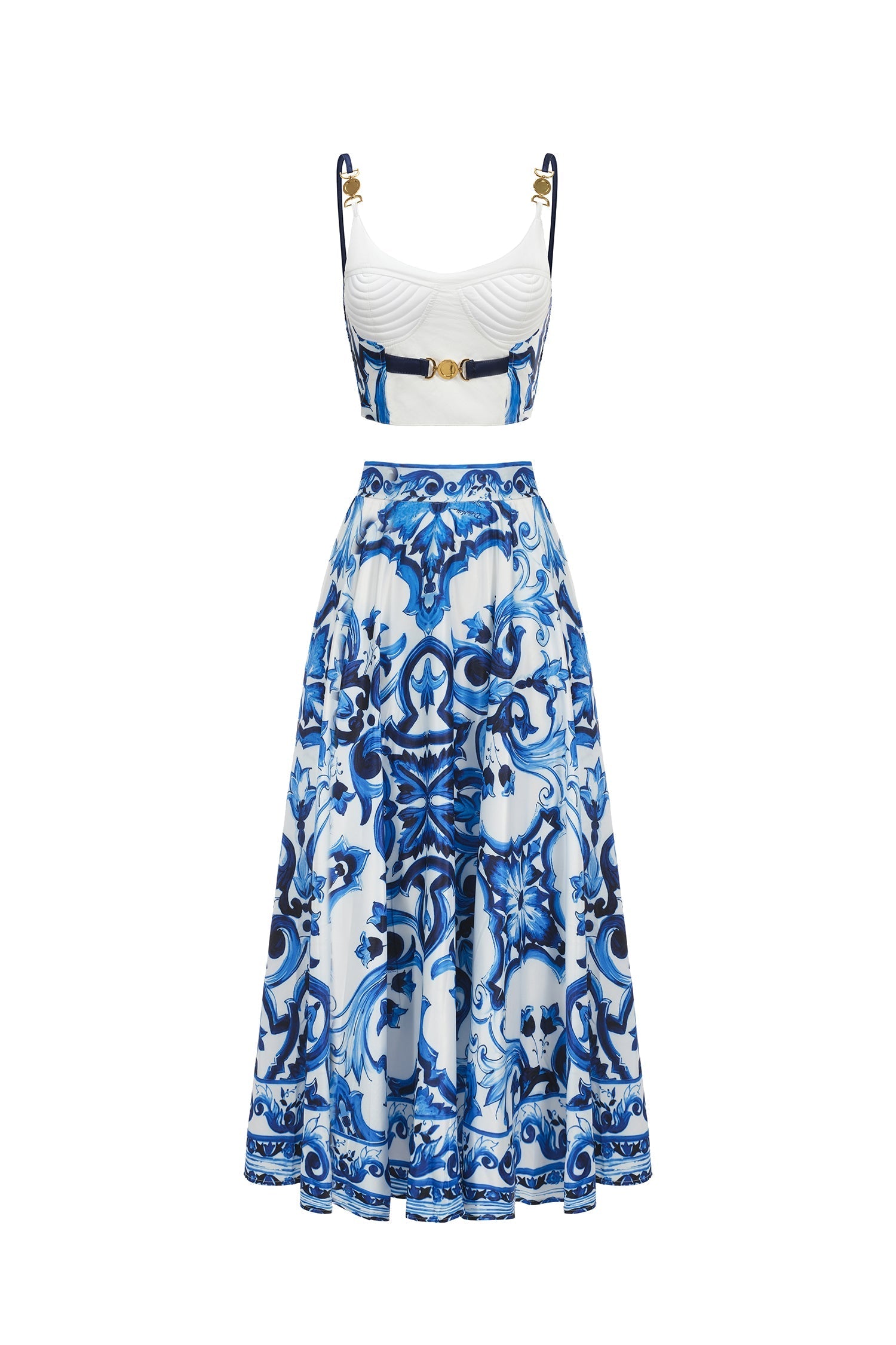 Kaona Halter Floral Printed Top And Skirt Two-Piece Set
