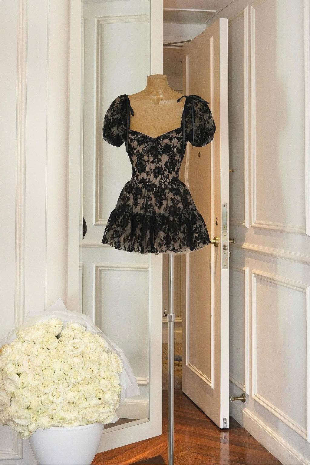 Lara Puff Lace Mini Dress