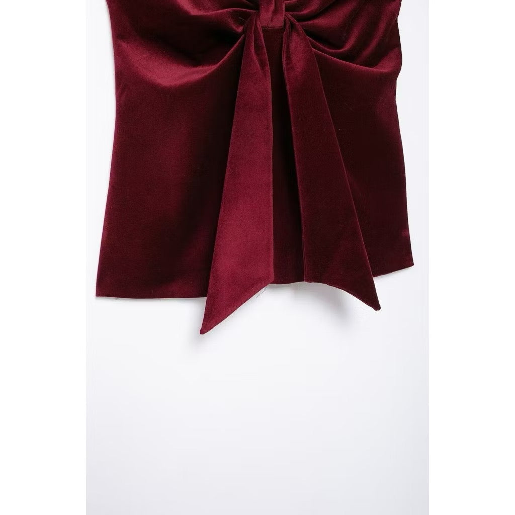 Flowering Girl Women Milan Velvet Top In Wine Red