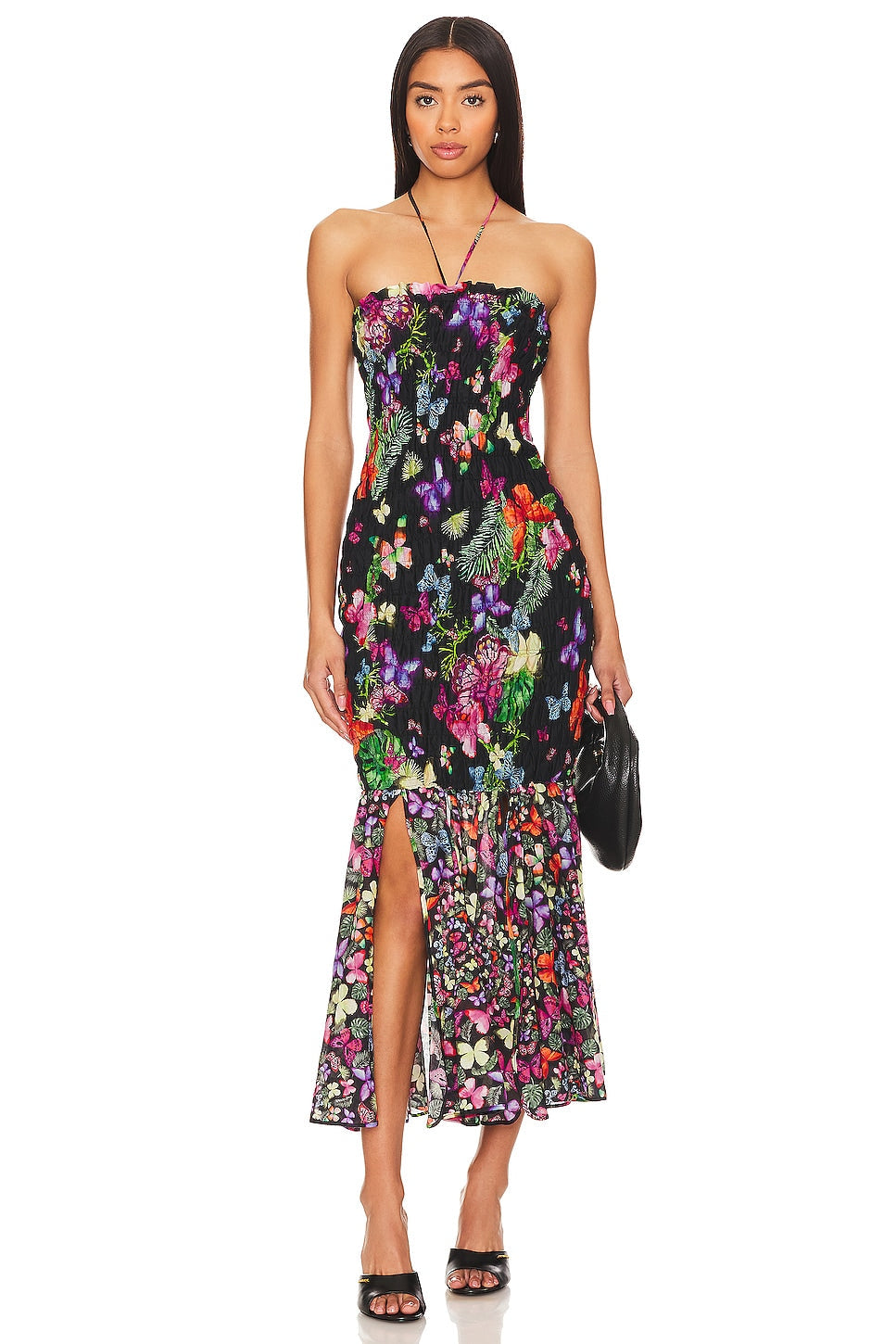Flowering Girl Women Butterfly Print Fishtail Wrap Maxi Dress