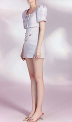 Flowering Girl Women Crystal Embellished Two Piece In Lilac
