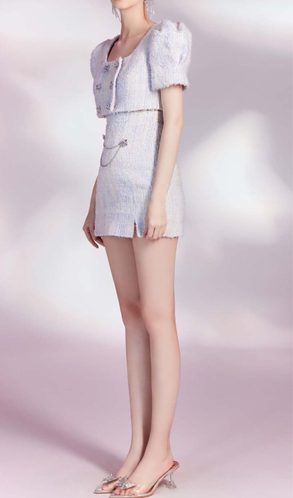 Flowering Girl Women Crystal Embellished Two Piece In Lilac