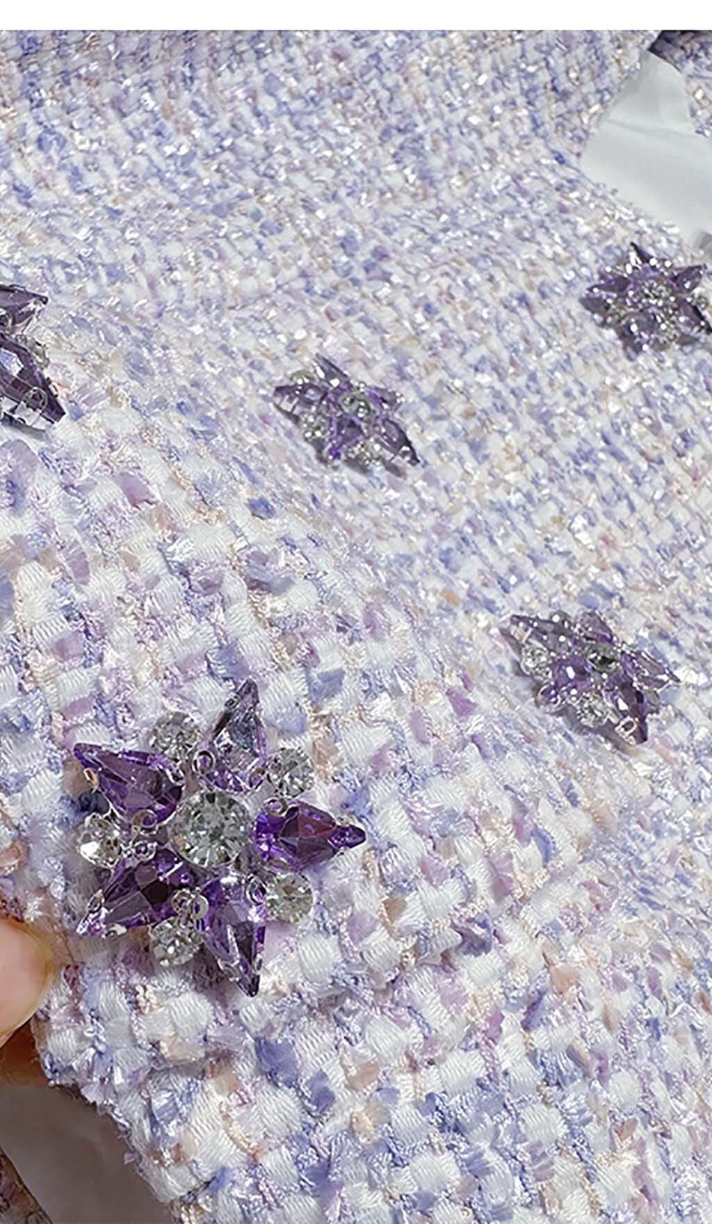 Flowering Girl Women Crystal Embellished Two Piece In Lilac