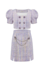 Flowering Girl Women Crystal Embellished Two Piece In Lilac