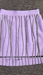 Flowering Girl Women CRYSTAL TASSEL BANDAGE MINI DRESS IN PURPLE