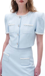 Flowering Girl Women Crystal Trim Two Piece Set In Sky Blue