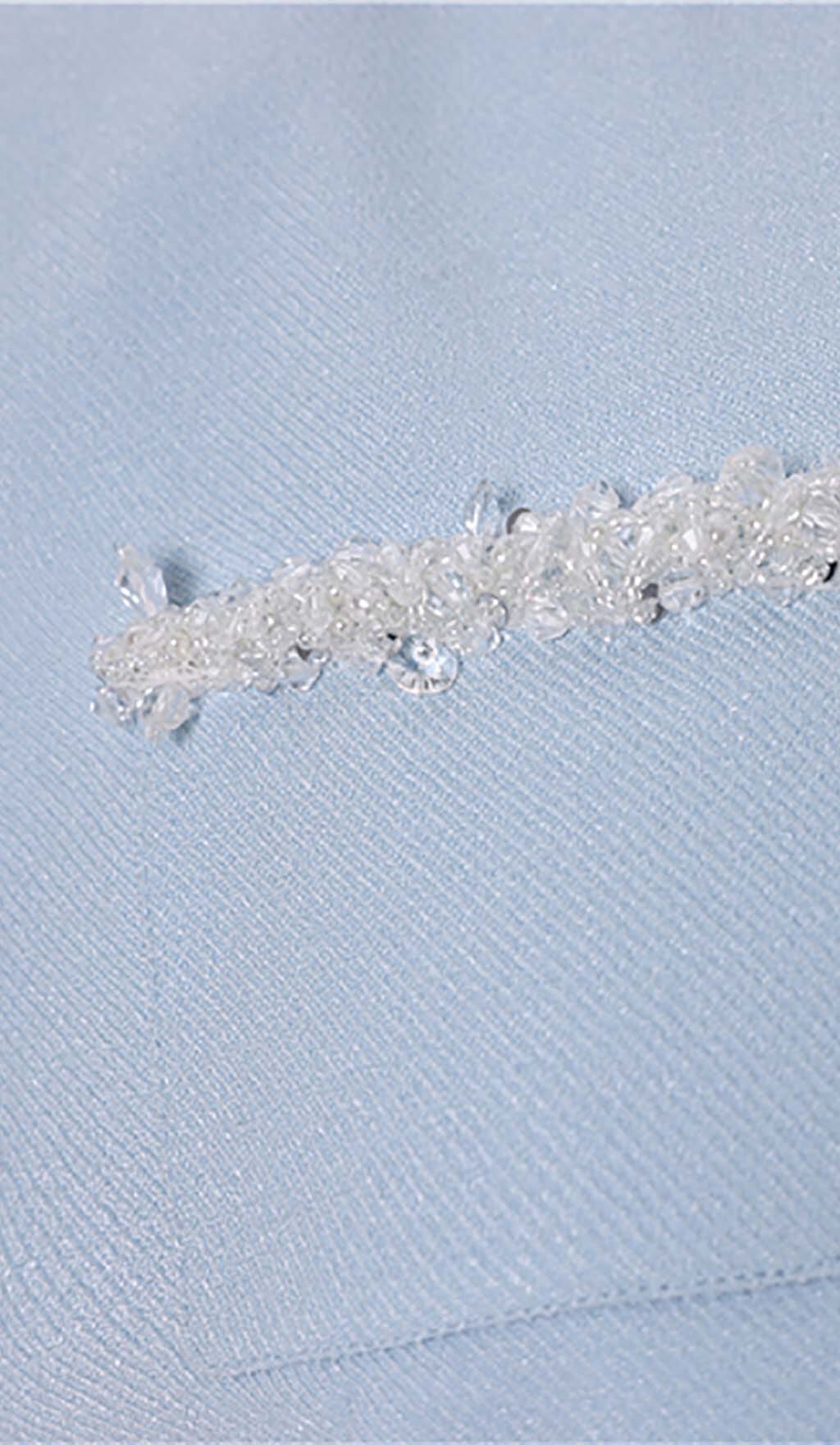 Flowering Girl Women Crystal Trim Two Piece Set In Sky Blue