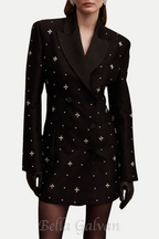 Flowering Girl Women Cachi Diamante Embellished Blazer Mini Dress