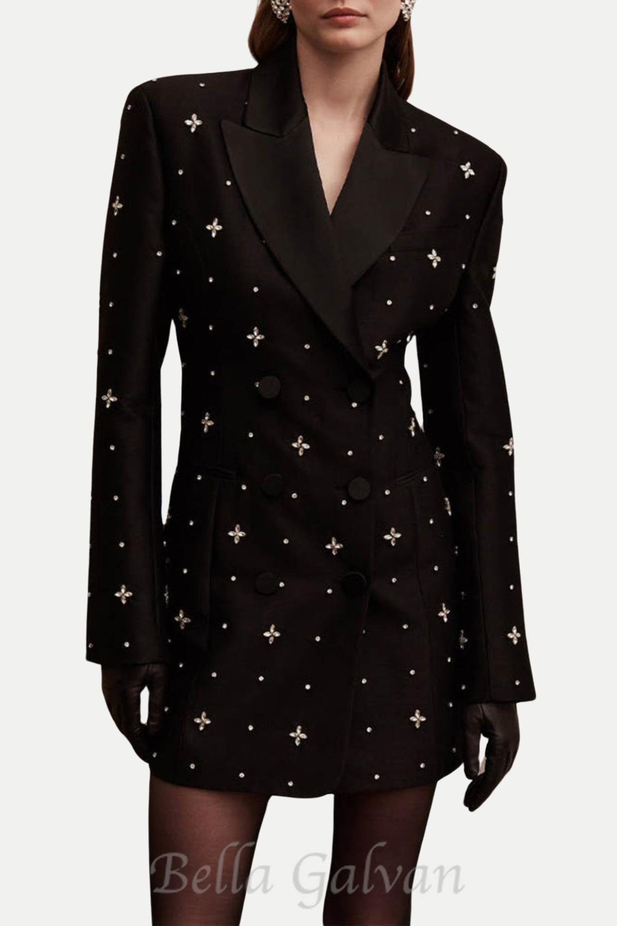 Flowering Girl Women Cachi Diamante Embellished Blazer Mini Dress