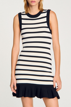 Flowering Girl Women Cactus Striped Knit Sleeveless Mini Dress