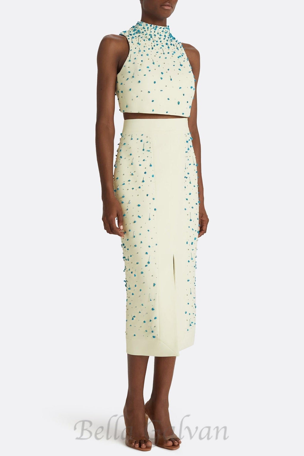 Flowering Girl Women Cadee Turquoise Embellished Two Piece Set
