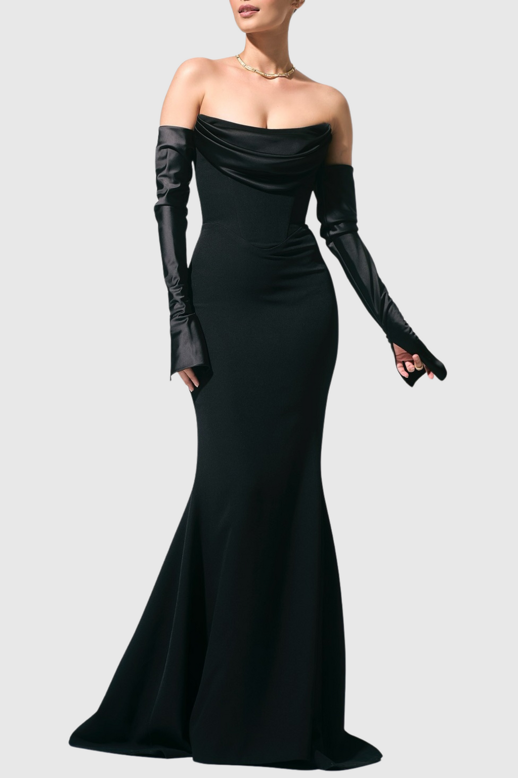 Flowering Girl Women Off Shoulder Corset Maxi Dress - Black