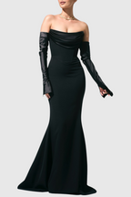 Flowering Girl Women Off Shoulder Corset Maxi Dress - Black