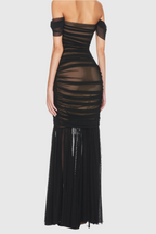 Flowering Girl Women Cadhla Off Shoulder Ruched Mesh Maxi Dress