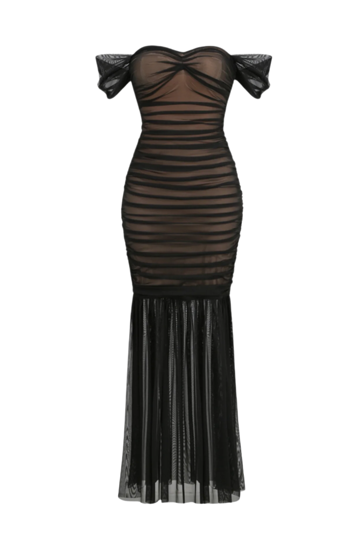 Flowering Girl Women Cadhla Off Shoulder Ruched Mesh Maxi Dress