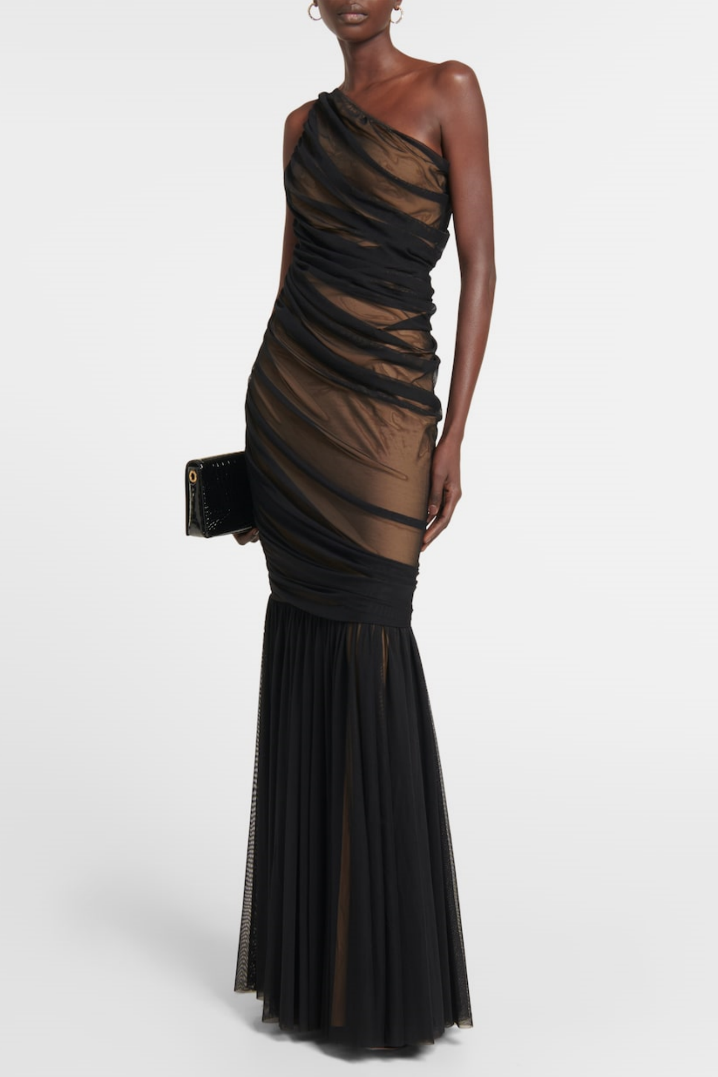 Flowering Girl Women Cadhla One Shoulder Ruched Mesh Maxi Dress