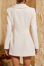 amanda Long Sleeve Button Up Flower Blazer in beige