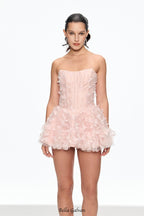 aurora Butterfly Corset Puffy Mini Dress in pink