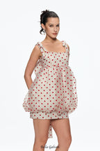 jennifer Dot Grid Bow Mini Dress