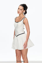 irene Sleeveless Ruch Mini Dress in white