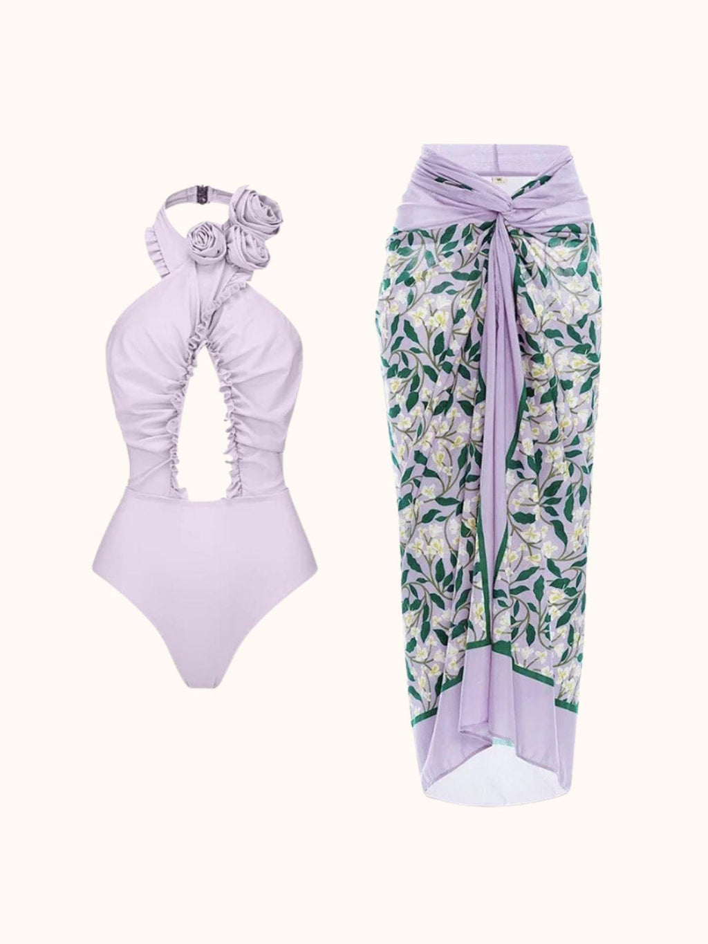 Flowering Girl Women Cally Halterneck Swimwear Two Piece Set In Lilac