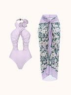 Flowering Girl Women Cally Halterneck Swimwear Two Piece Set In Lilac
