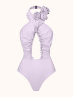 Flowering Girl Women Cally Halterneck Swimwear Two Piece Set In Lilac