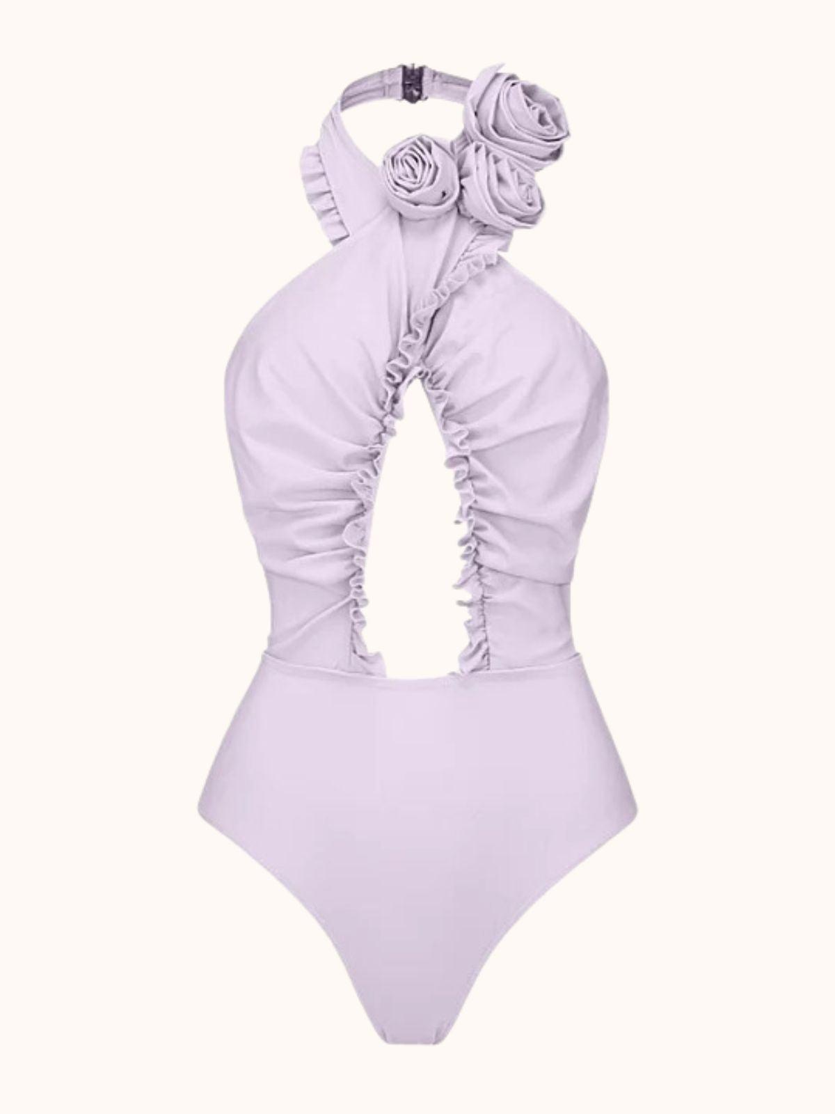 Flowering Girl Women Cally Halterneck Swimwear Two Piece Set In Lilac