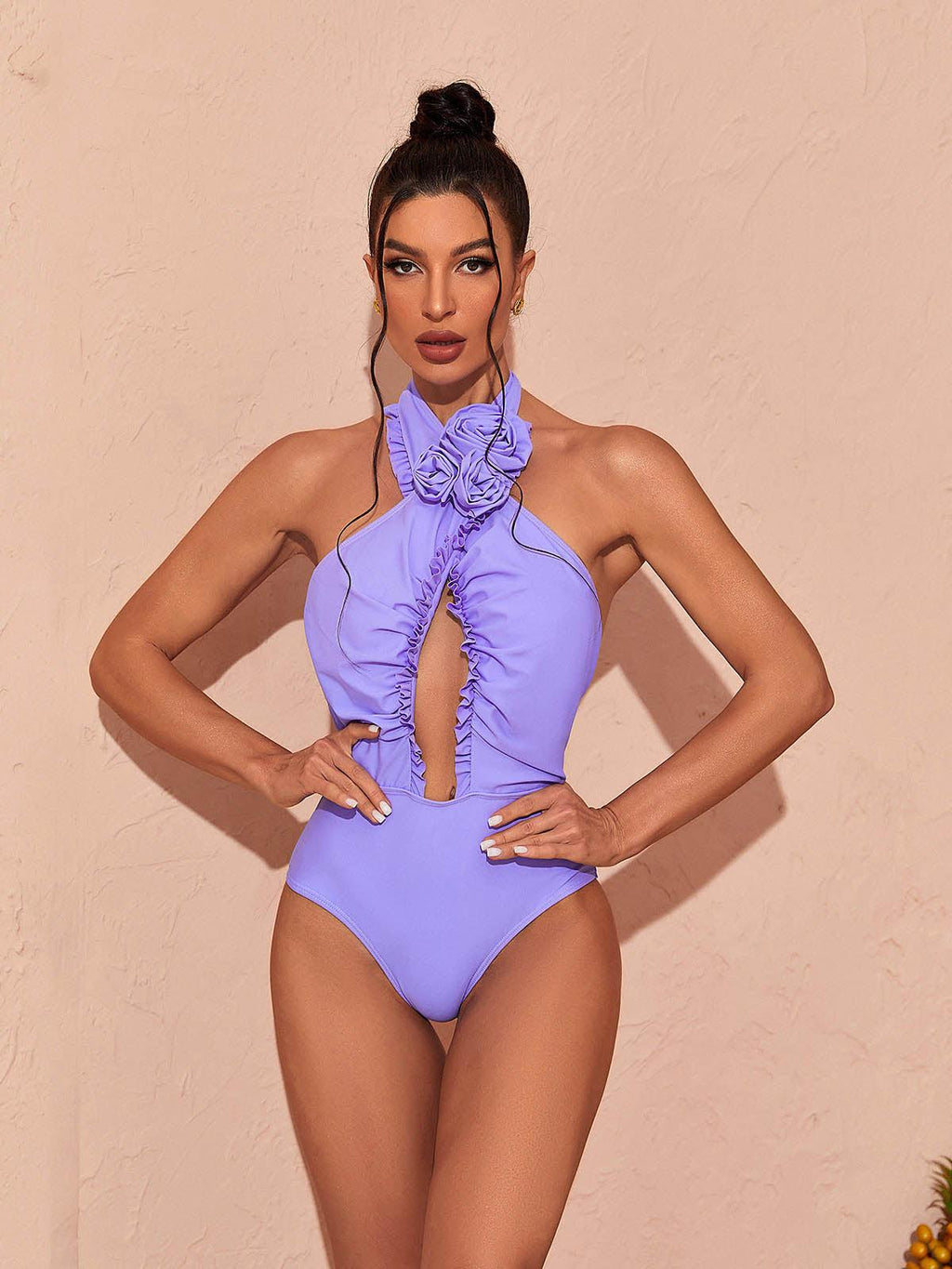 Flowering Girl Women Cally Halterneck Swimwear Two Piece Set In Lilac