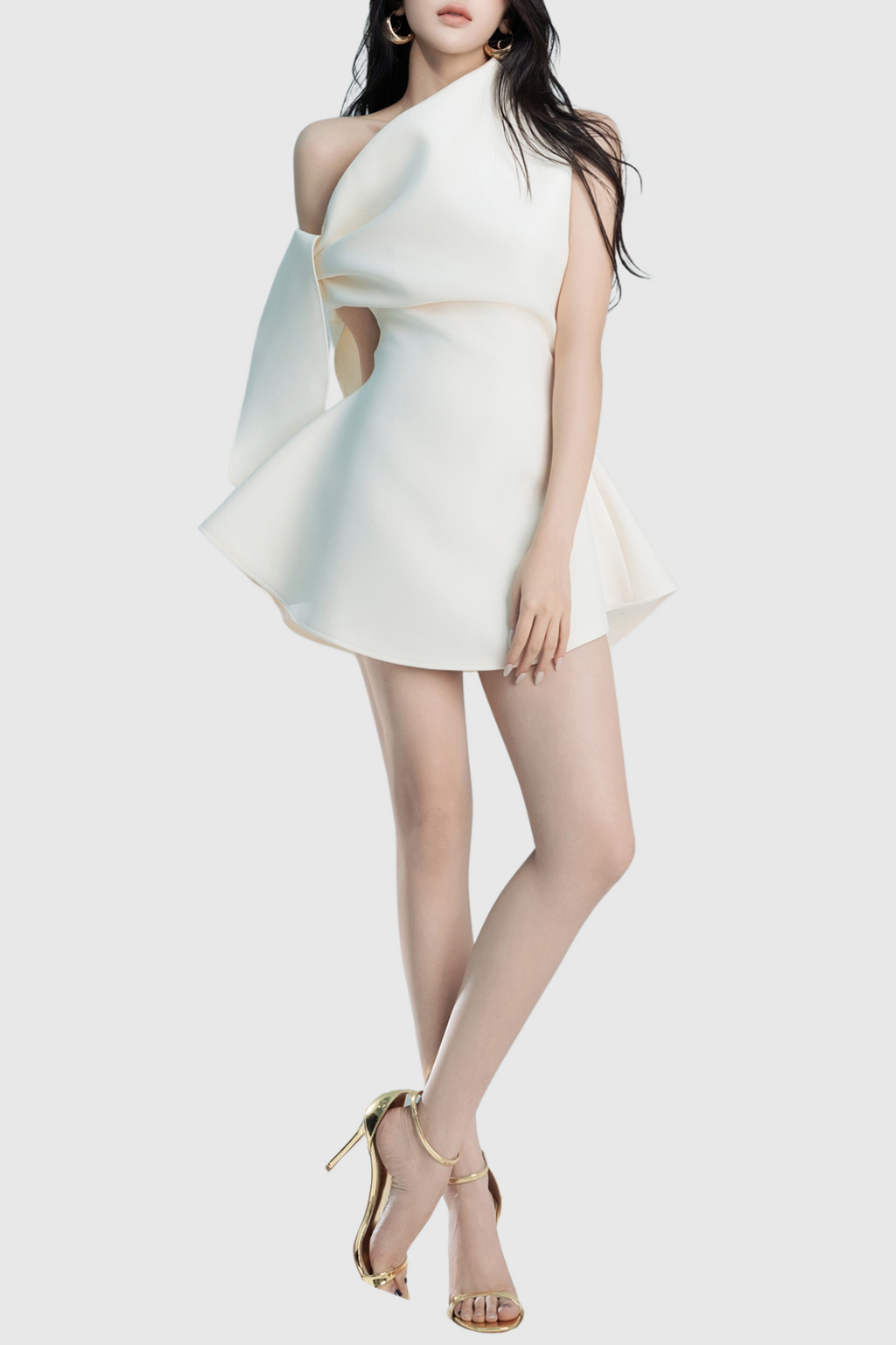 Flowering Girl Women Calwa Asymmetric One Shoulder Flare Mini Dress