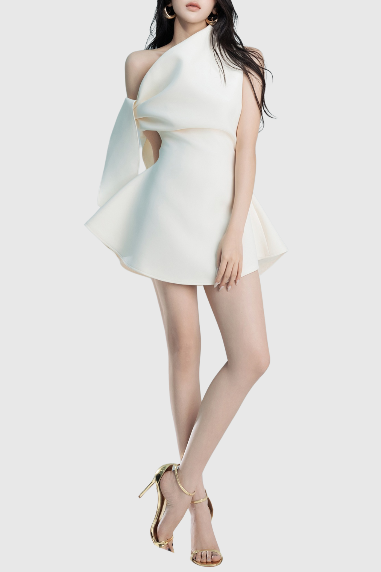 Flowering Girl Women Calwa Asymmetric One Shoulder Flare Mini Dress