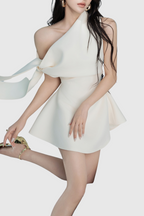 Flowering Girl Women Calwa Asymmetric One Shoulder Flare Mini Dress