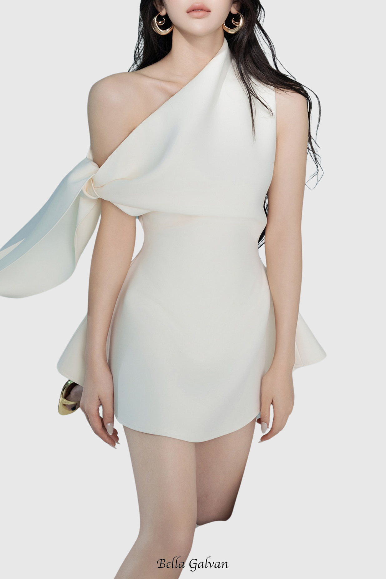 Flowering Girl Women Calwa Asymmetric One Shoulder Flare Mini Dress