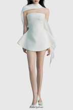 Flowering Girl Women Calwa Scarf Strapless Flare Mini Dress
