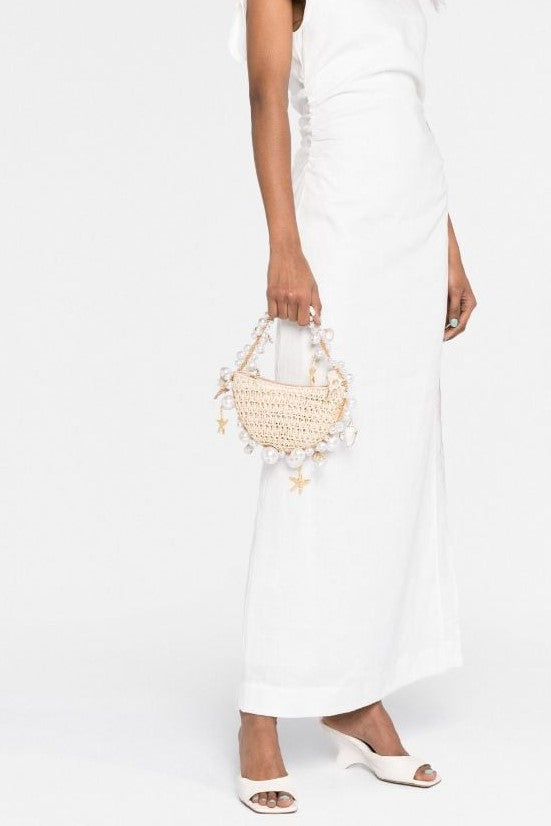 Flowering Girl Women Camilla Shell Pearl Raffia Bag