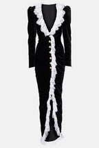 Flowering Girl Women Cannia Lace-Trimmed Velvet Maxi Dress