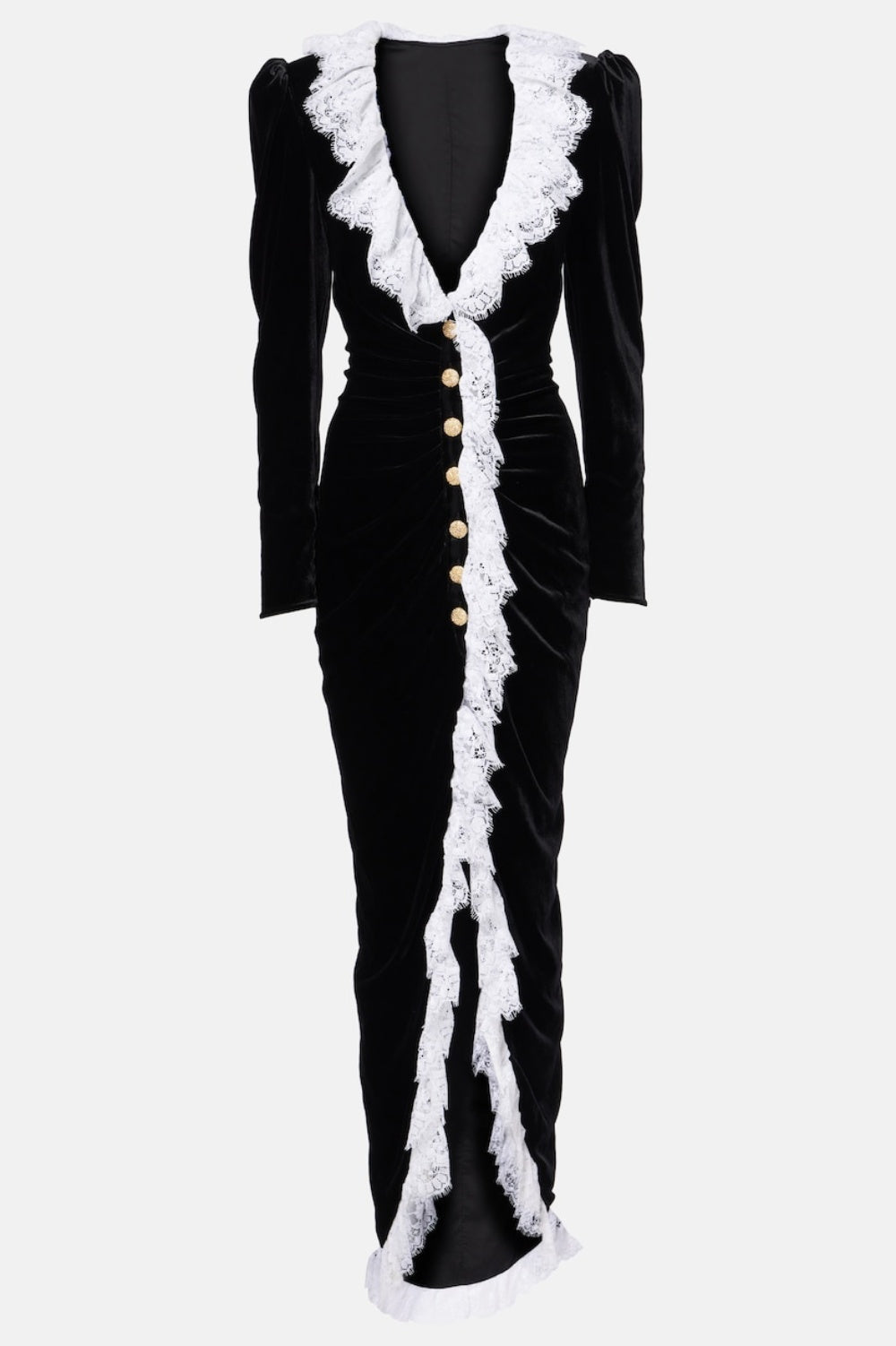 Flowering Girl Women Cannia Lace-Trimmed Velvet Maxi Dress