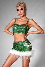 Flowering Girl Women Brihana Christmas Sequin Body Chain Suit