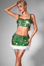 Flowering Girl Women Brihana Christmas Sequin Body Chain Suit