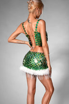 Flowering Girl Women Brihana Christmas Sequin Body Chain Suit