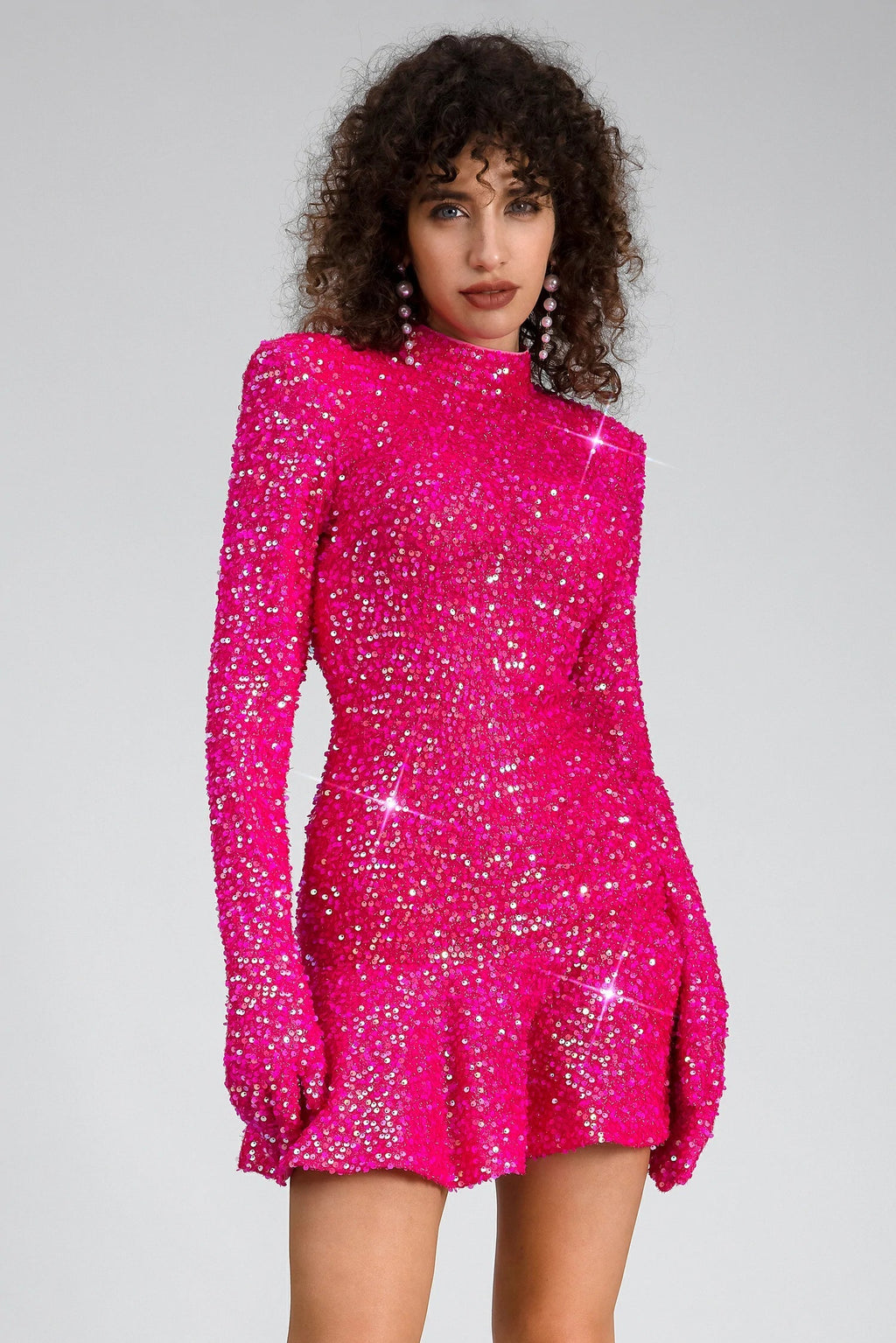 Flowering Girl Women Rubea Highneck Backless Glitter Mini Dress