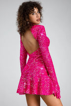 Flowering Girl Women Rubea Highneck Backless Glitter Mini Dress
