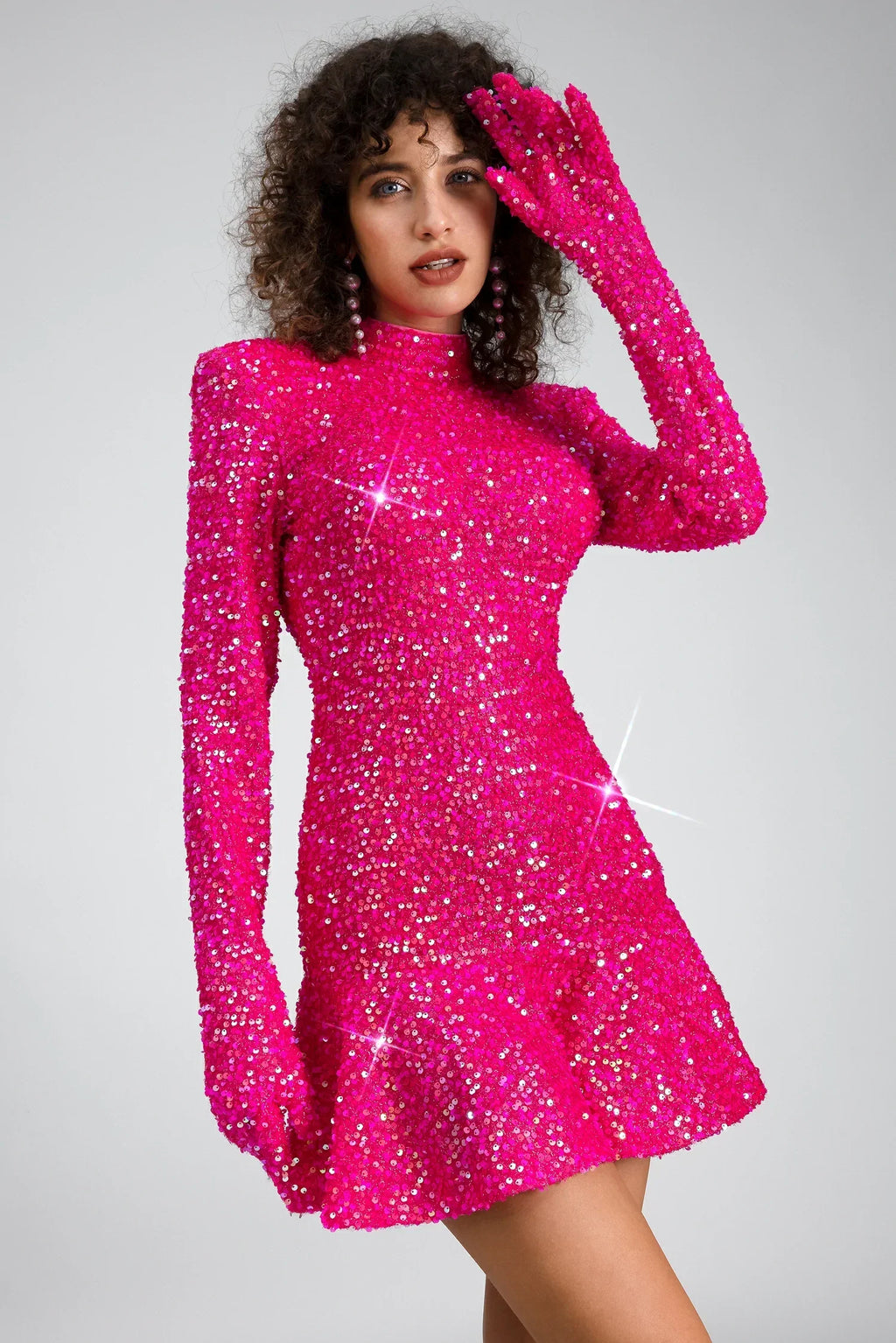 Flowering Girl Women Rubea Highneck Backless Glitter Mini Dress