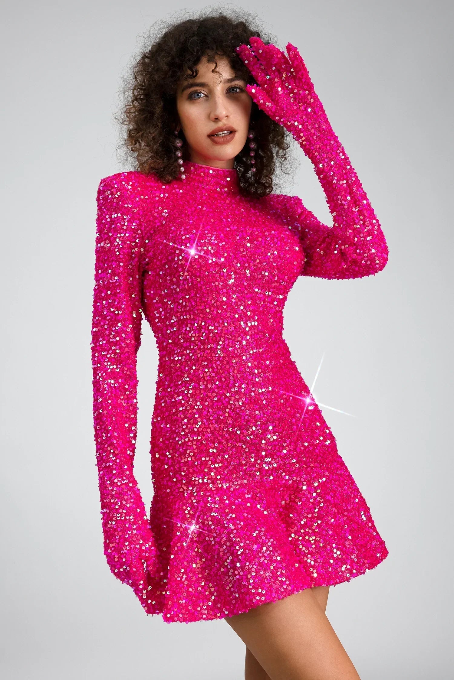 Flowering Girl Women Rubea Highneck Backless Glitter Mini Dress