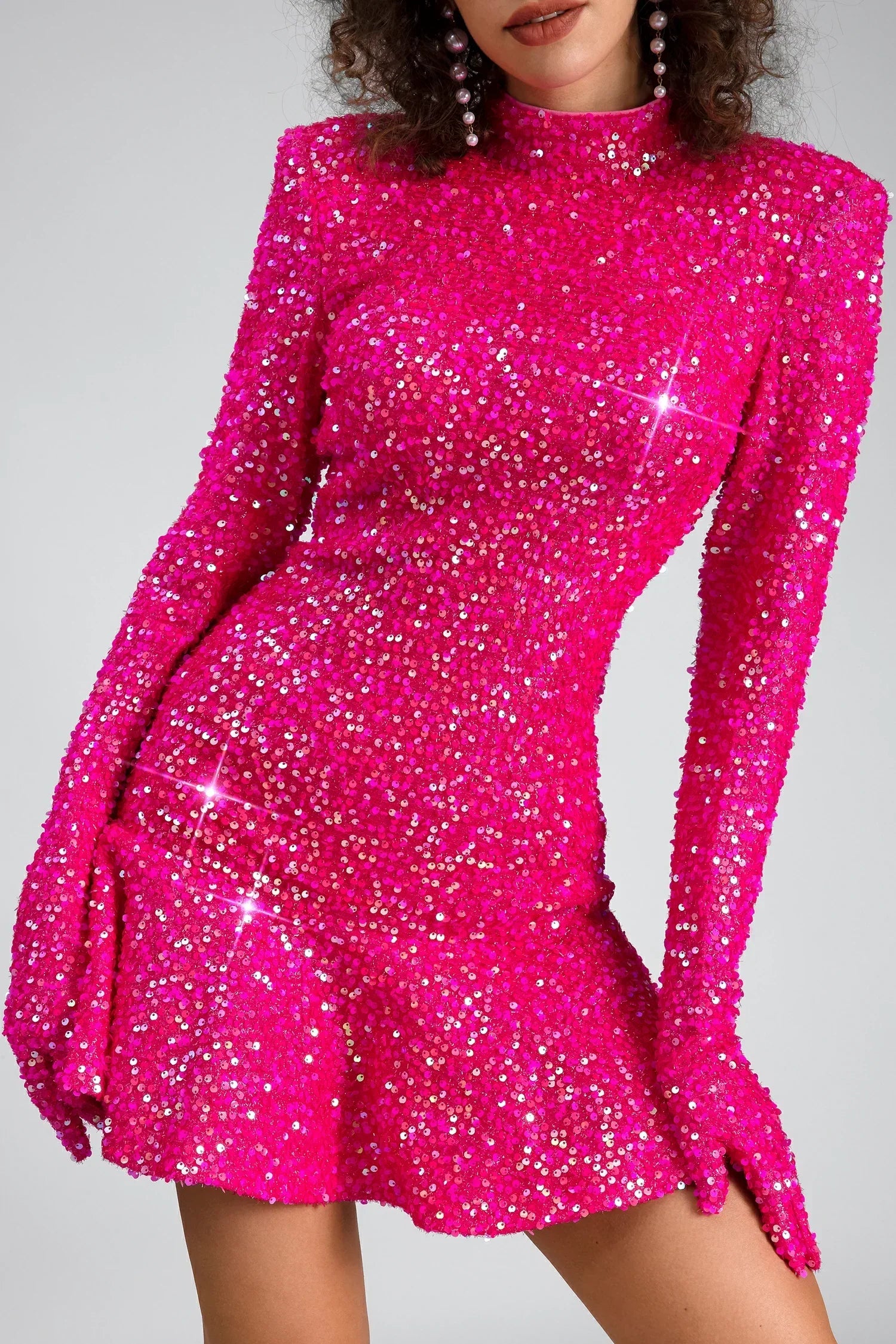 Flowering Girl Women Rubea Highneck Backless Glitter Mini Dress