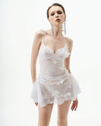 Flowering Girl Women verna Butterfly embellished Lace Mini Dress in white