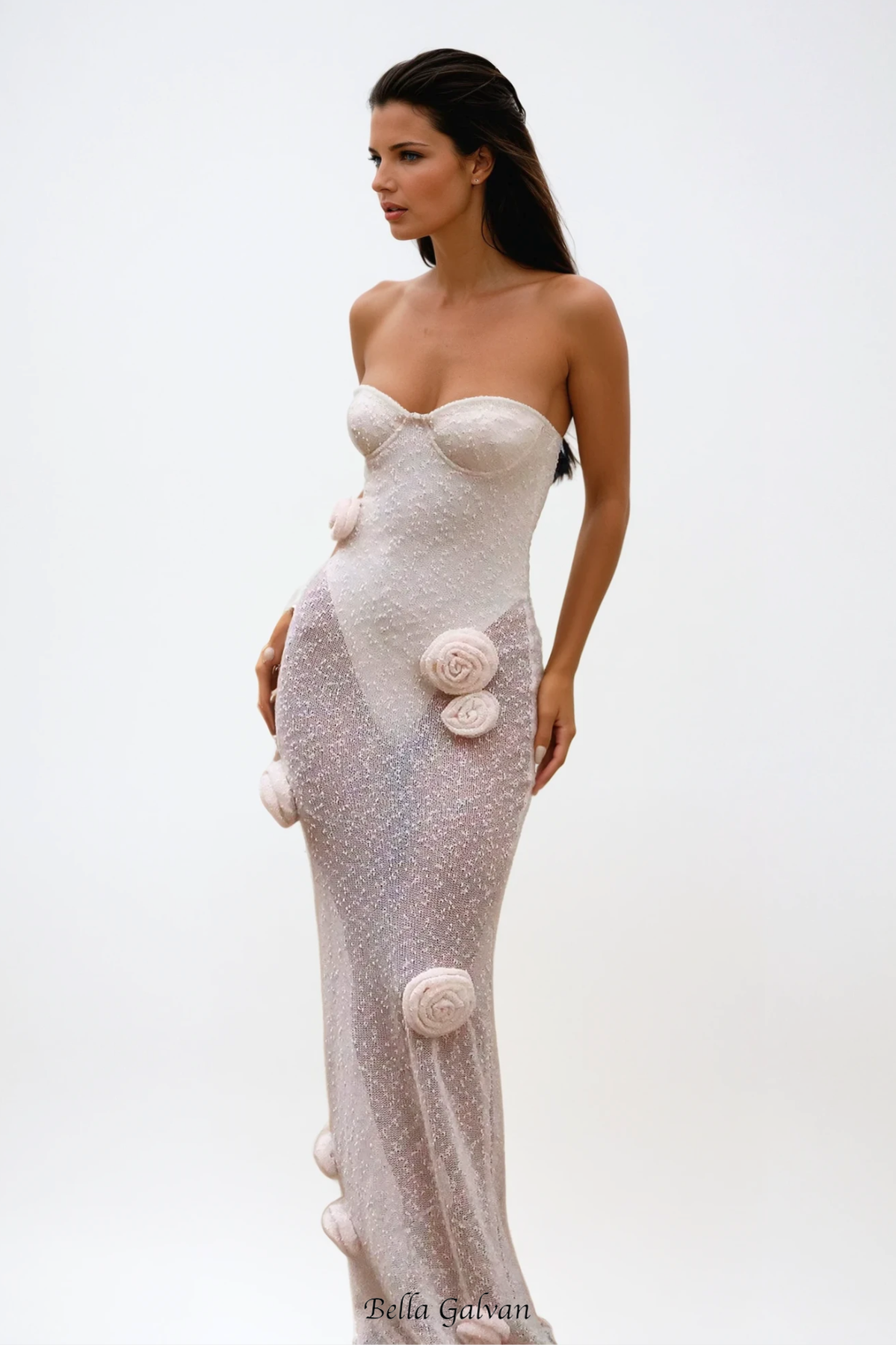 katherine Strapless Flower Maxi Dress