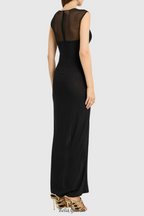 Carmina Mesh Paneled Maxi Bandage Dress in Black
