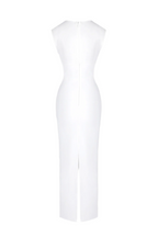 Carmina Mesh Paneled Maxi Bandage Dress in White